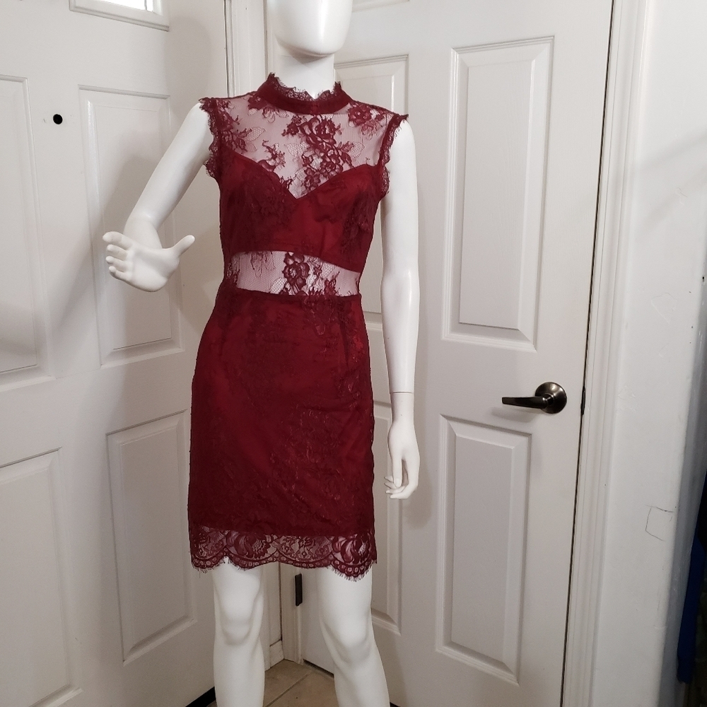 Tobi Extraordinary Wine Bodycon Dress - Small